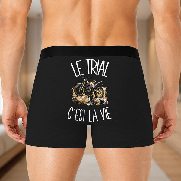 Boxer Homme Le trial c'est la vie – Impression au dos – Noir