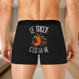 Boxer Homme Le tricot c'est la vie – Impression au dos – Noir