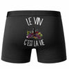 Boxer Homme Le vin c'est la vie – Impression au dos – Noir