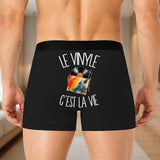 Boxer Homme Le vinyle c'est la vie – Impression au dos – Noir