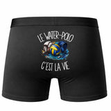Boxer Homme Le water-polo c'est la vie – Impression au dos – Noir