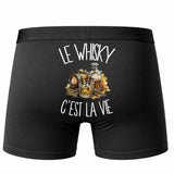 Boxer Homme Le whisky c'est la vie – Impression au dos – Noir