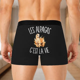 Boxer Homme Les alpagas c'est la vie – Impression au dos – Noir