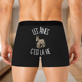 Boxer Homme Les ânes c'est la vie – Impression au dos – Noir