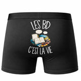 Boxer Homme Les BD c'est la vie – Impression au dos – Noir