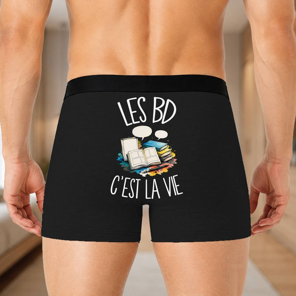 Boxer Homme Les BD c'est la vie – Impression au dos – Noir