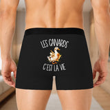 Boxer Homme Les canards c'est la vie – Impression au dos – Noir
