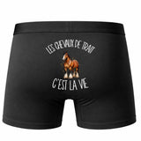 Boxer Homme Les chevaux de trait c'est la vie – Impression au dos – Noir