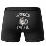 Boxer Homme Les chinchillas c'est la vie – Impression au dos – Noir