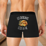 Boxer Homme Les croissants c'est la vie – Impression au dos – Noir