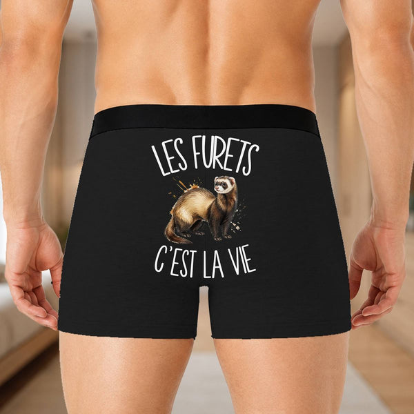 Boxer Homme Les furets c'est la vie – Impression au dos – Noir