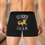 Boxer Homme Les geckos c'est la vie – Impression au dos – Noir