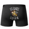 Boxer Homme Les glaces c'est la vie – Impression au dos – Noir