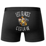 Boxer Homme Les glaces c'est la vie – Impression au dos – Noir