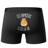 Boxer Homme Les hamsters c'est la vie – Impression au dos – Noir
