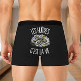 Boxer Homme Les huîtres c'est la vie – Impression au dos – Noir