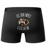 Boxer Homme Les jeux vidéo c'est la vie – Impression au dos – Noir