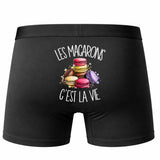 Boxer Homme Les macarons c'est la vie – Impression au dos – Noir