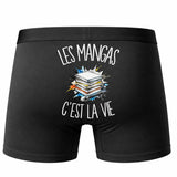 Boxer Homme Les mangas c'est la vie – Impression au dos – Noir