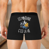 Boxer Homme Les minéraux c'est la vie – Impression au dos – Noir