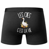 Boxer Homme Les oies c'est la vie – Impression au dos – Noir