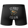 Boxer Homme Les perles c'est la vie – Impression au dos – Noir