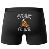 Boxer Homme Les serpents c'est la vie – Impression au dos – Noir