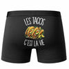 Boxer Homme Les tacos c'est la vie – Impression au dos – Noir