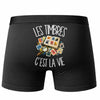 Boxer Homme Les timbres c'est la vie – Impression au dos – Noir