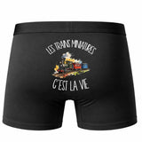 Boxer Homme Les trains miniatures c'est la vie – Impression au dos – Noir