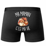 Boxer Homme Ma maman c'est ma vie – Impression au dos – Noir