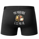 Boxer Homme Ma marraine c'est ma vie – Impression au dos – Noir