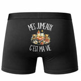 Boxer Homme Mes jumeaux c'est ma vie – Impression au dos – Noir