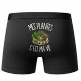 Boxer Homme Mes plantes c'est ma vie – Impression au dos – Noir