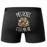 Boxer Homme Mes roses c'est ma vie – Impression au dos – Noir