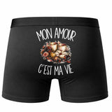 Boxer Homme Mon amour c'est ma vie – Impression au dos – Noir