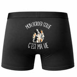 Boxer Homme Mon Border Collie c'est ma vie – Impression au dos – Noir