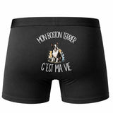 Boxer Homme Mon Boston Terrier c'est ma vie – Impression au dos – Noir