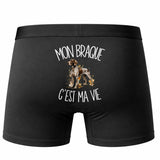 Boxer Homme Mon Braque c'est ma vie – Impression au dos – Noir