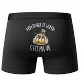 Boxer Homme Mon Braque de Weimar c'est ma vie – Impression au dos – Noir