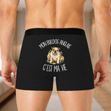 Boxer Homme Mon Bulldog Anglais c'est ma vie – Impression au dos – Noir