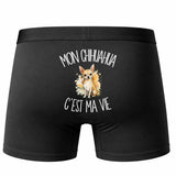 Boxer Homme Mon Chihuahua c'est ma vie – Impression au dos – Noir