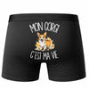 Boxer Homme Mon Corgi c'est ma vie – Impression au dos – Noir