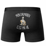 Boxer Homme Mon Dalmatien c'est ma vie – Impression au dos – Noir