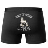 Boxer Homme Mon Dogue Argentin c'est ma vie – Impression au dos – Noir