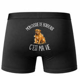 Boxer Homme Mon Dogue de Bordeaux c'est ma vie – Impression au dos – Noir