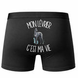 Boxer Homme Mon Lévrier c'est ma vie – Impression au dos – Noir