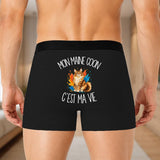 Boxer Homme Mon Maine Coon c'est ma vie – Impression au dos – Noir