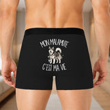 Boxer Homme Mon Malamute c'est ma vie – Impression au dos – Noir