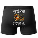 Boxer Homme Mon papa c'est ma vie – Impression au dos – Noir